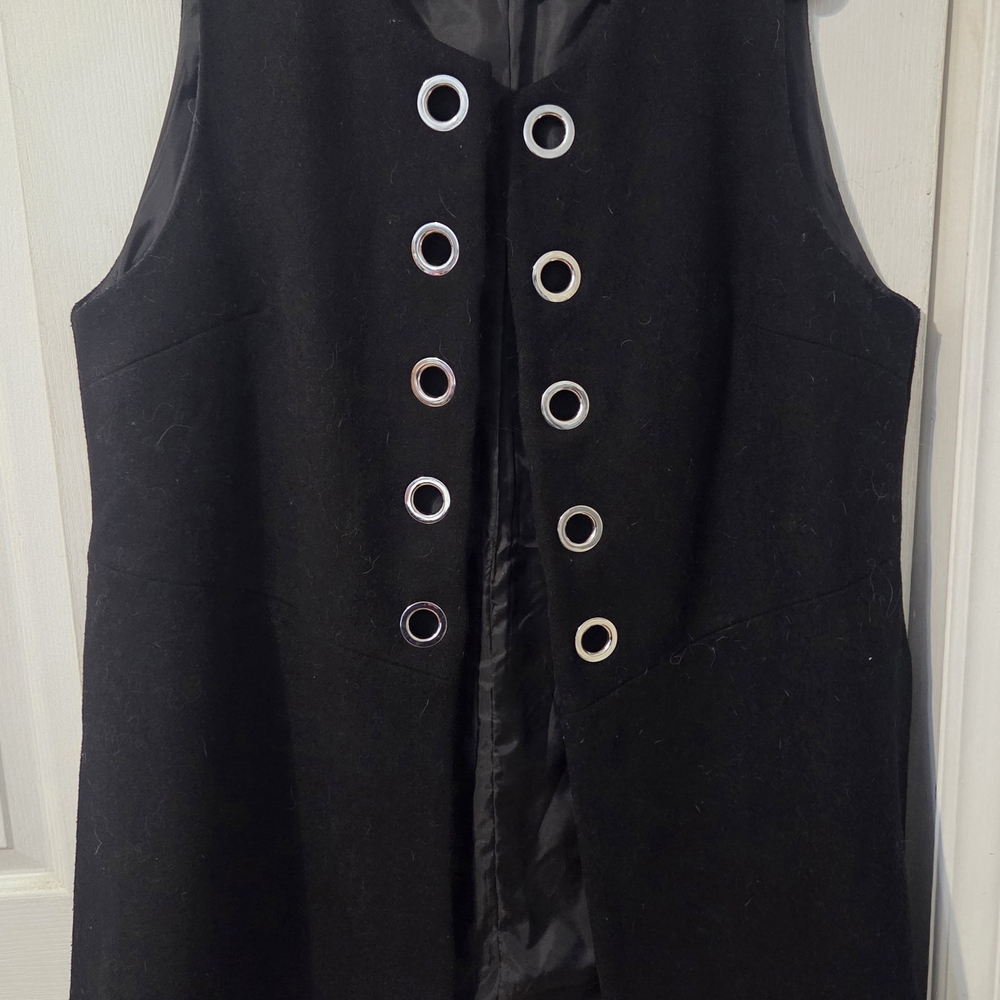 Zara-style 1XL Gilet Halfcoat Poly Wool Blend Women's Longline Gromet Vest